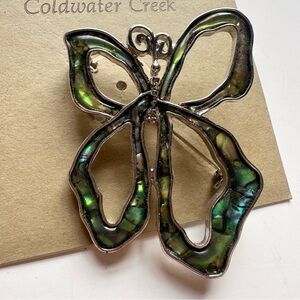 Coldwater creek abalone shell butterfly pin brooch multicolored